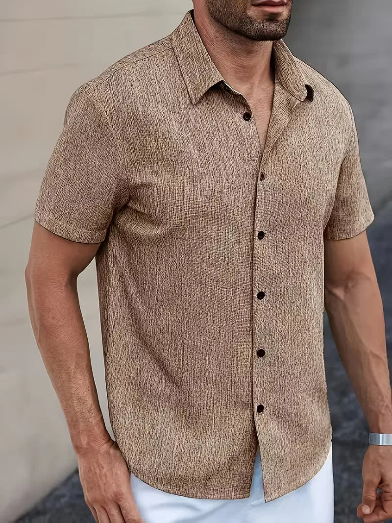 Chemise à manches courtes coupe régulière avec col en V