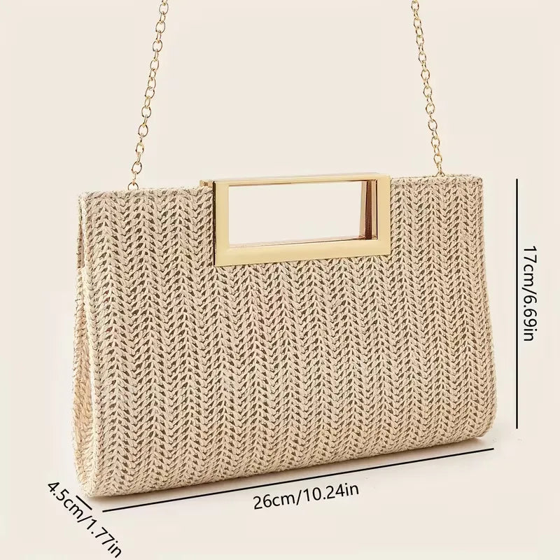 Pochette tissée avec poignée carrée