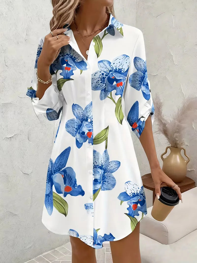 Robe chemise à imprimé floral