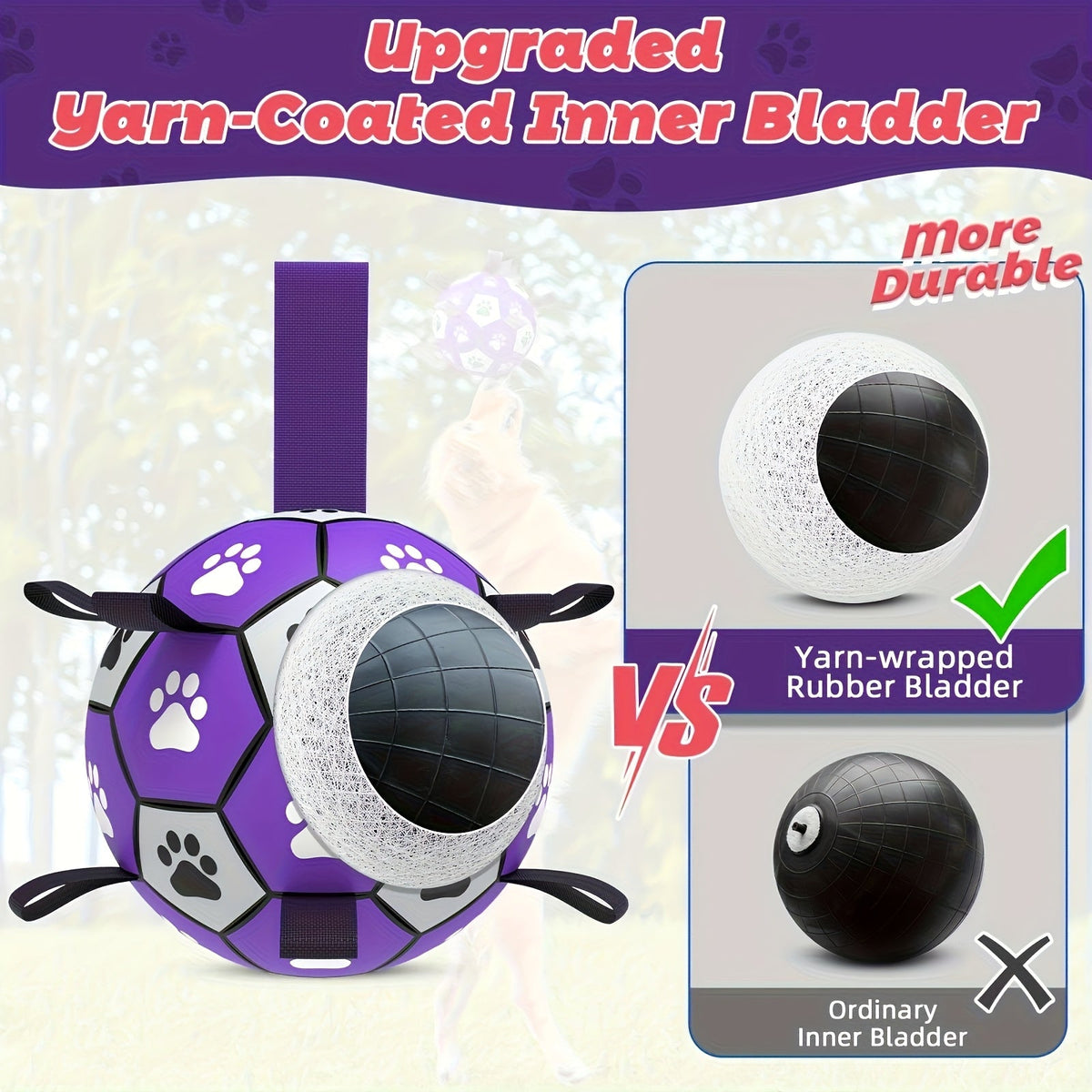 Hundespielball aus Gummi mit Griffen für drinnen und draußen