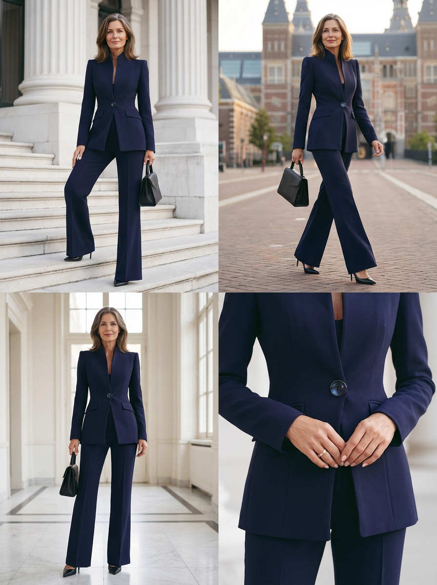 Ladies' Stylish Jumpsuit with Stand-Up Collar and Wide Legs