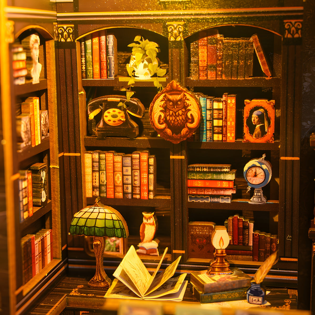 Mini libreria a forma di gufo fai da te – Kit in legno 3D con illuminazione per decorazioni creative