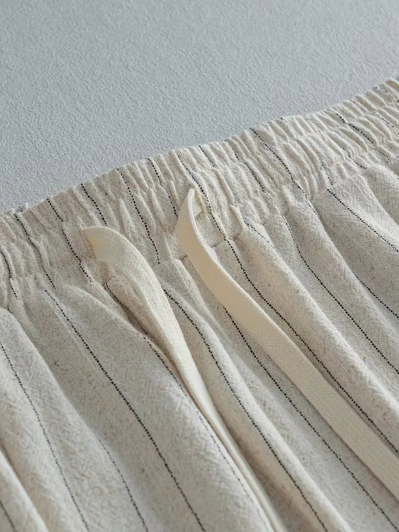Pantalon large à rayures verticales