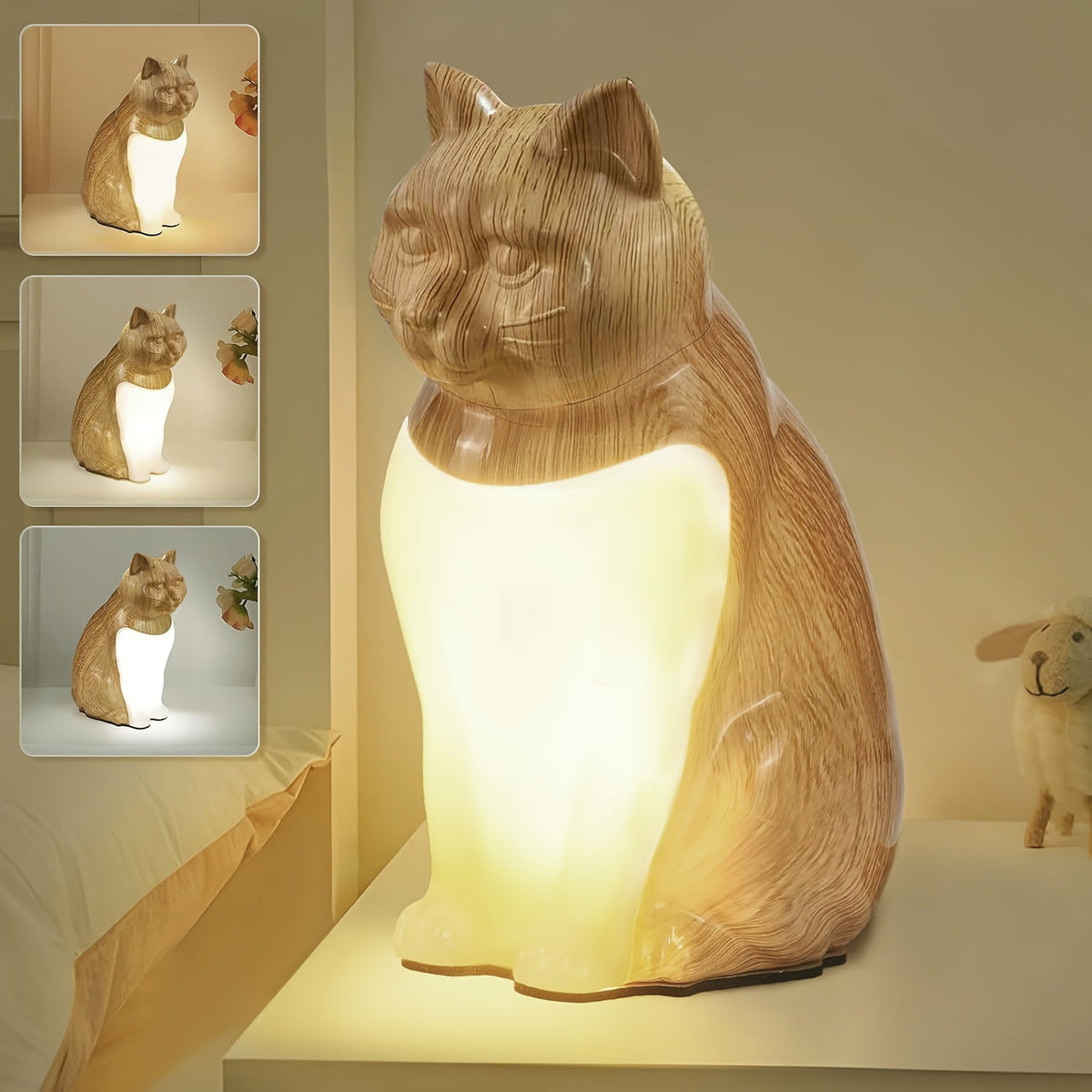 Luz nocturna decorativa para gatos con control táctil e intensidad regulable