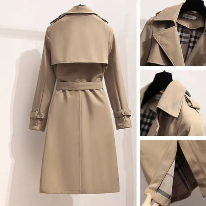 Waterdichte lange trenchcoat met ceintuur voor dames