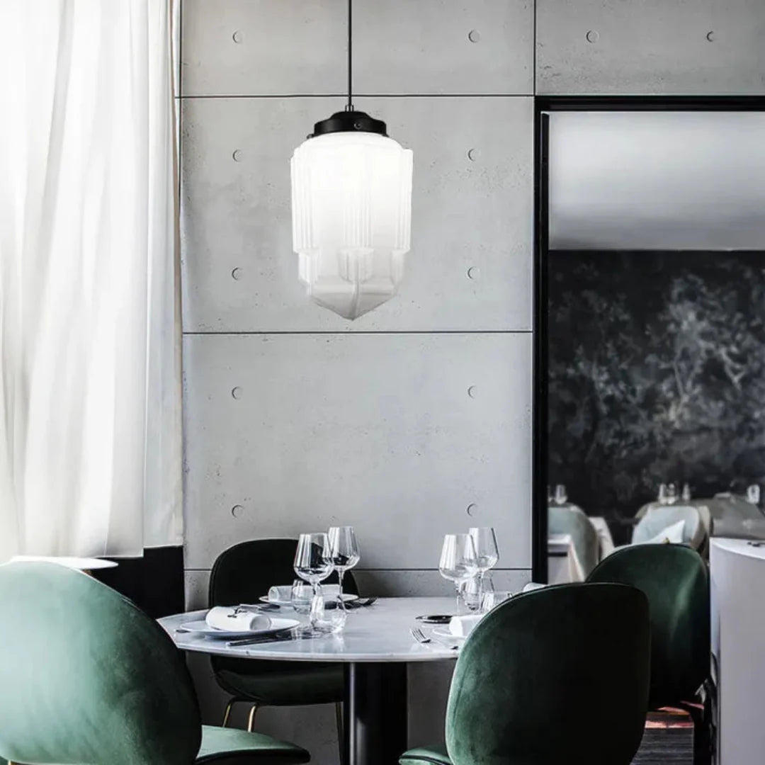 Vintage Geometric Pendant Light in Matt Glass with LED