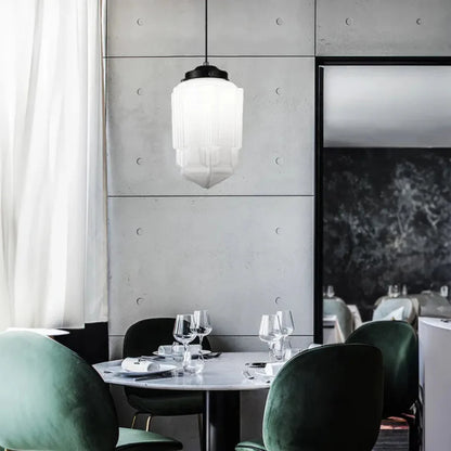 Vintage Geometric Pendant Light in Matt Glass with LED