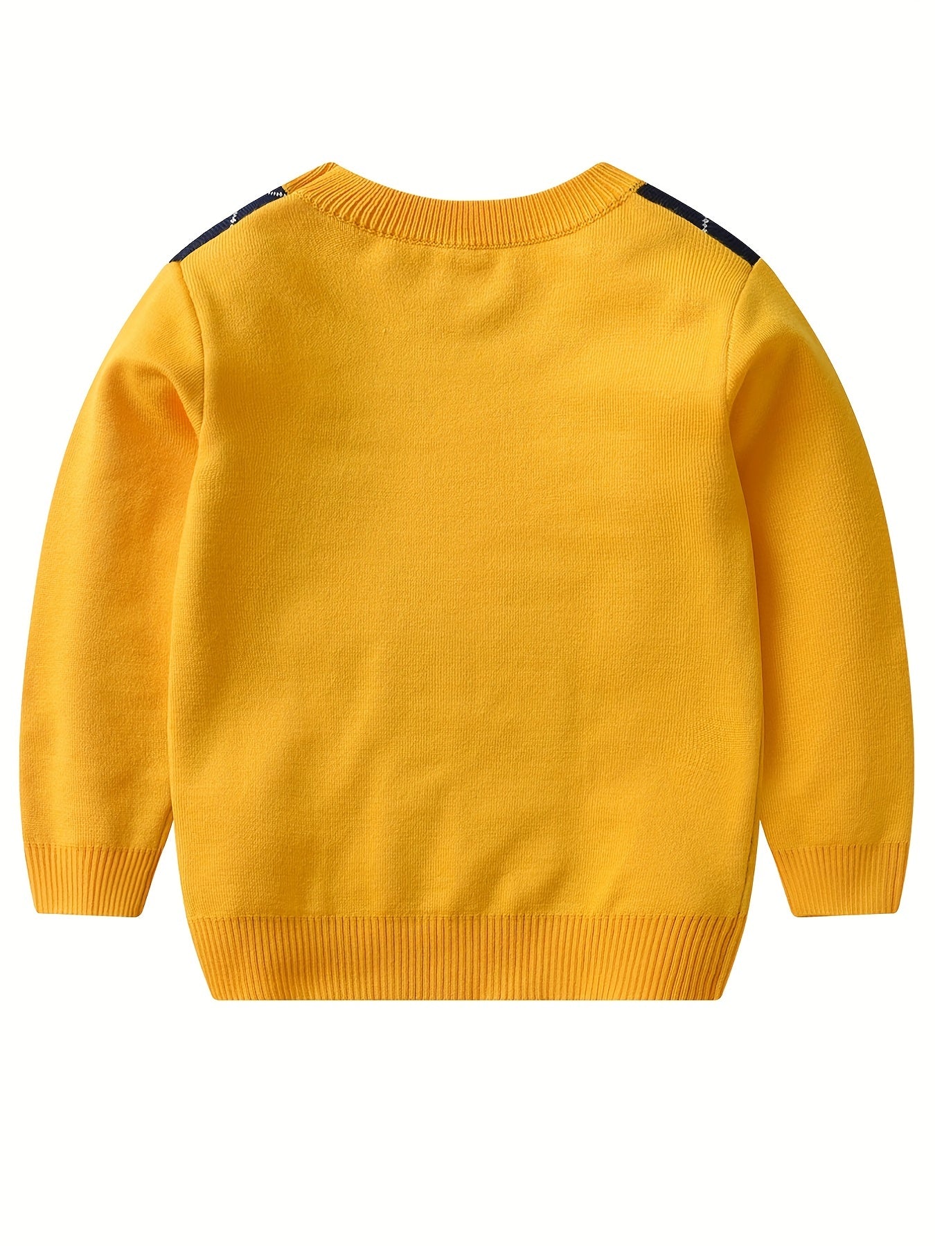 Boys' Long Sleeve Knitted Sweater with Argyle Pattern - Alvino