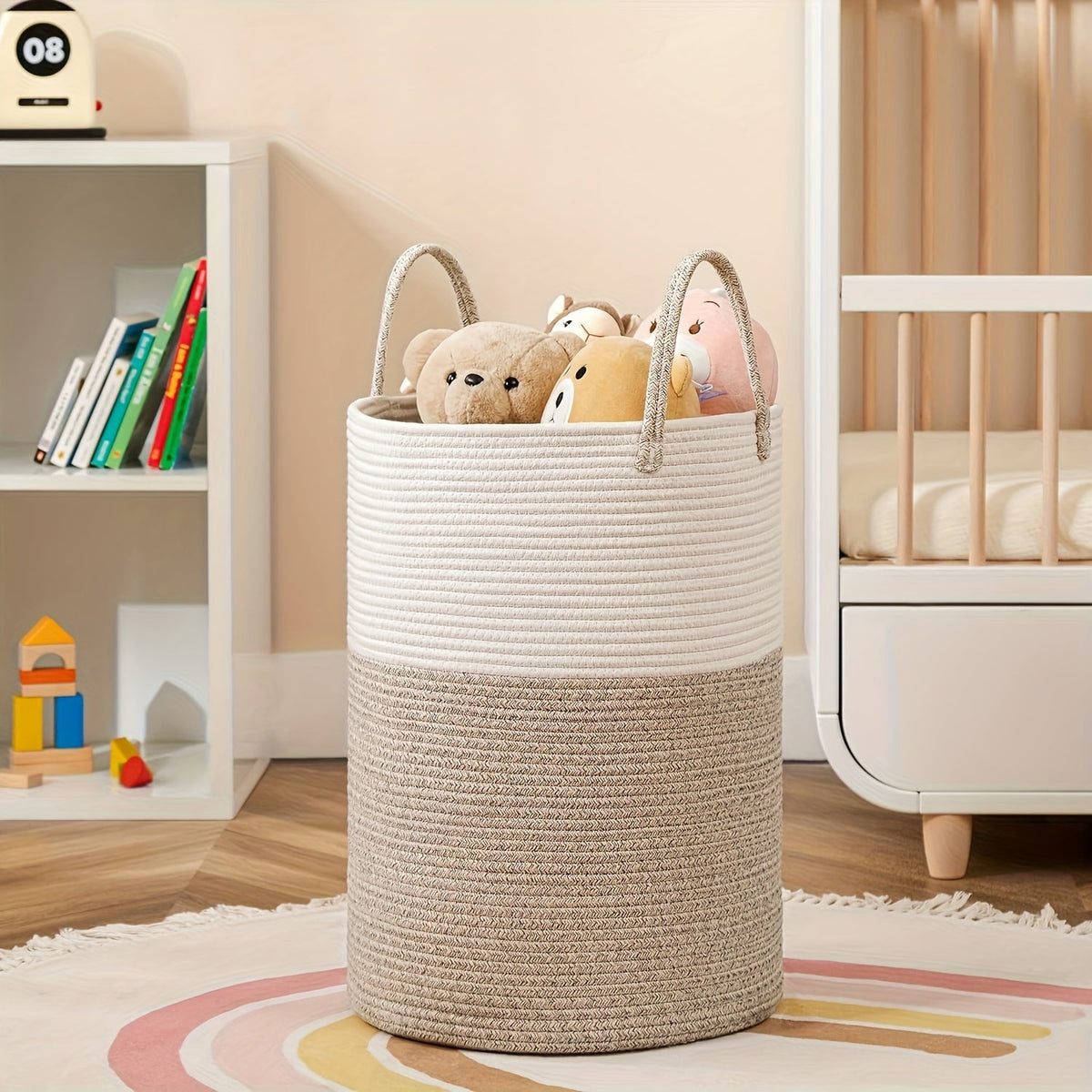 Stylish Two-Tone Laundry Basket - Space for More, Handy and Durable