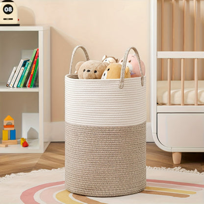 Stylish Two-Tone Laundry Basket - Space for More, Handy and Durable