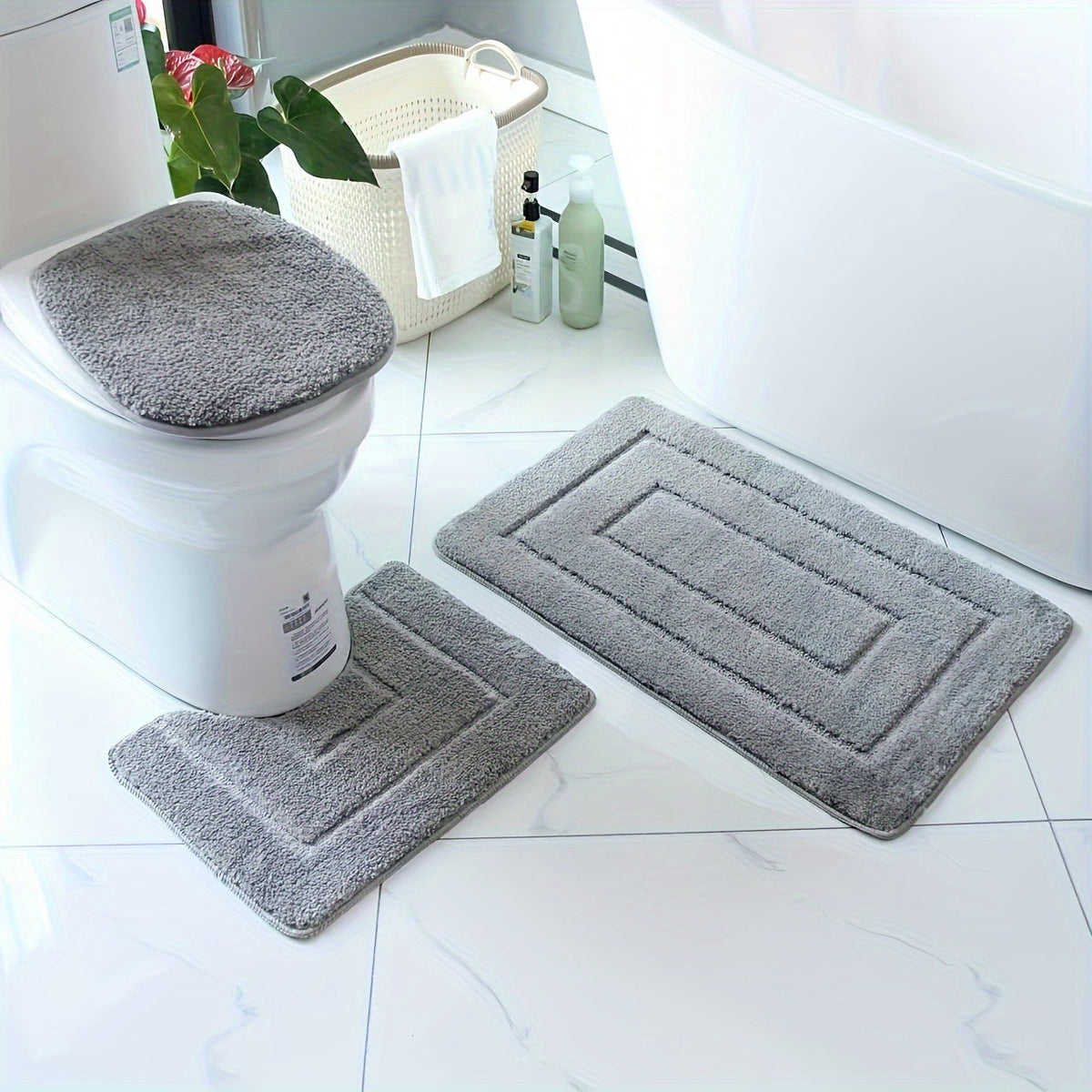Juego de 3 alfombrillas de baño de microfibra ultrafina – De secado rápido y absorbentes