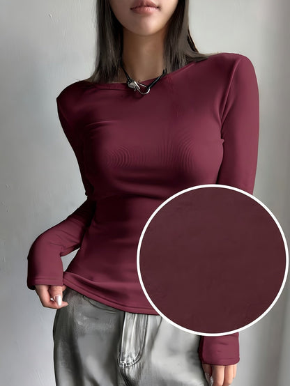 Ladies' Thermal Long Sleeve Top for Autumn and Winter – Comfortable and Warm Basic Item