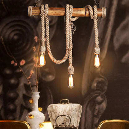 Adjustable Industrial Bamboo Ceiling Lamp