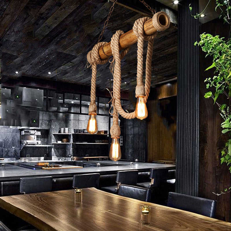 Adjustable Industrial Bamboo Ceiling Lamp