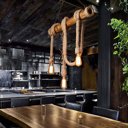 Adjustable Industrial Bamboo Ceiling Lamp