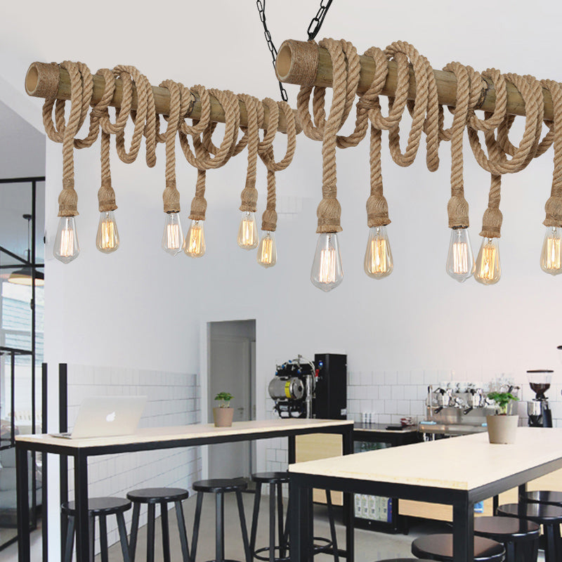 Adjustable Industrial Bamboo Ceiling Lamp