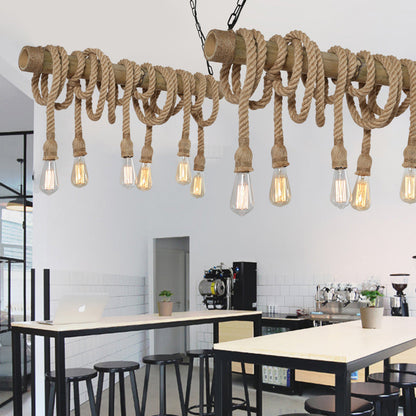Adjustable Industrial Bamboo Ceiling Lamp