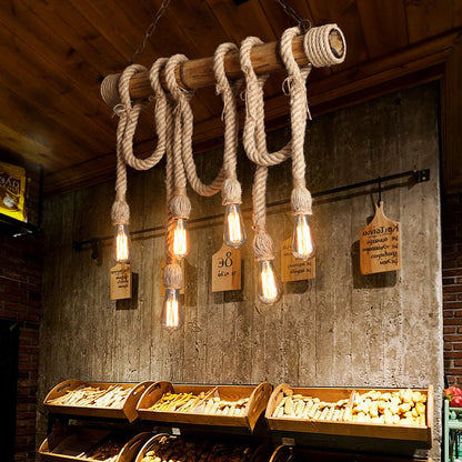 Adjustable Industrial Bamboo Ceiling Lamp