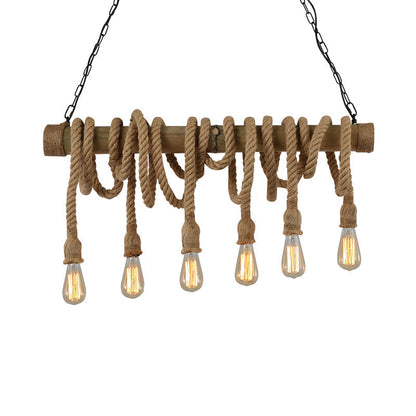 Adjustable Industrial Bamboo Ceiling Lamp
