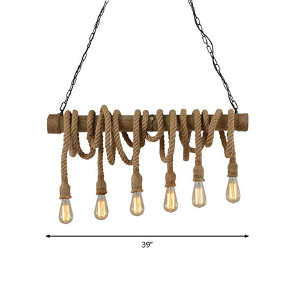 Adjustable Industrial Bamboo Ceiling Lamp