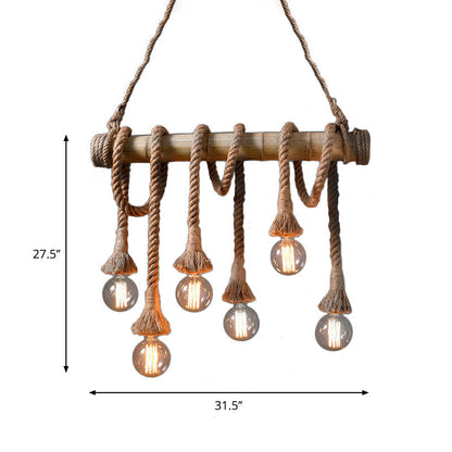 Adjustable Industrial Bamboo Ceiling Lamp