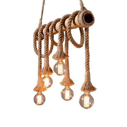 Adjustable Industrial Bamboo Ceiling Lamp
