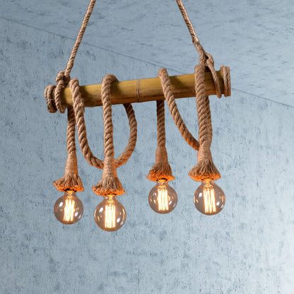 Adjustable Industrial Bamboo Ceiling Lamp