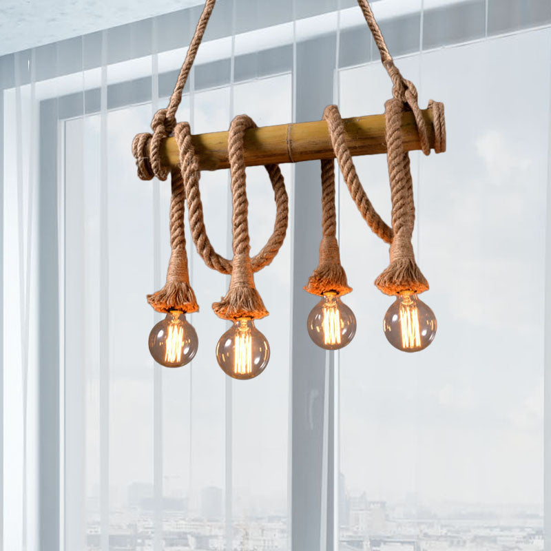Adjustable Industrial Bamboo Ceiling Lamp