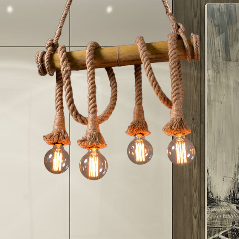 Adjustable Industrial Bamboo Ceiling Lamp