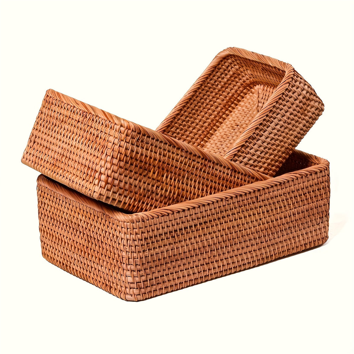 Handwoven Rattan Storage Basket for Table and Bathroom – Natural and Timeless Design
