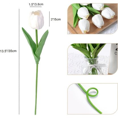 Set of 10 Artificial White Tulips – Perfect for Weddings, Photography and Interior Decoration