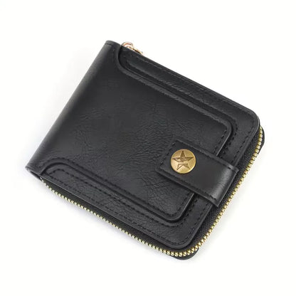 Porte-cartes à fermeture éclair et bouton pression