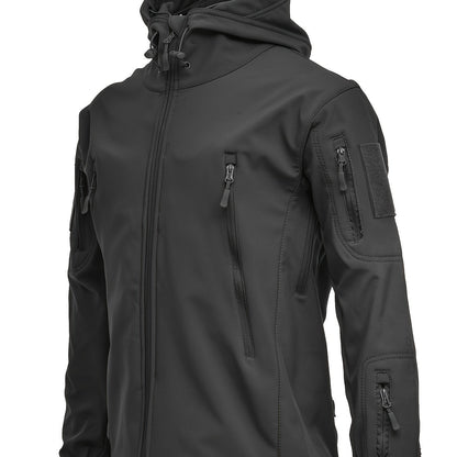 Chaqueta softshell para hombre para actividades al aire libre, con capucha y forro cálido cortavientos