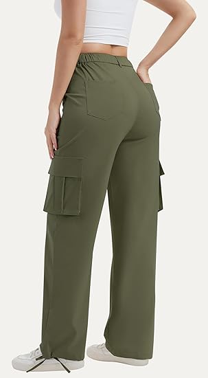 Cargobroek voor dames met hoge taille en wijde pijpen