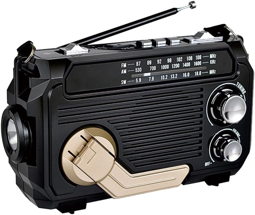 Radio de urgență cu dinam și panou solar, pentru comunicații și iluminare fiabile