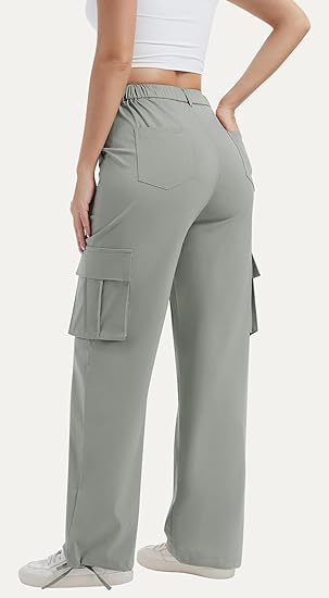Cargobroek voor dames met hoge taille en wijde pijpen