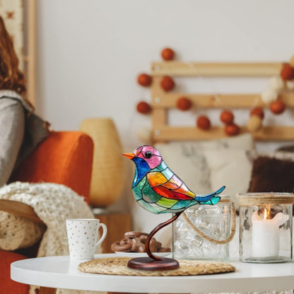 Moderne Vogeldekoration aus Acryl mit farbigem Glasdesign – künstlerisches Ornament