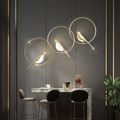 Lámpara colgante SkyLight con anillos de pájaros – Diseño único y alegre