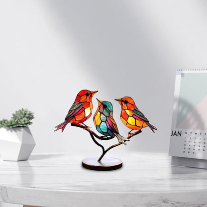 Moderne Vogeldekoration aus Acryl mit farbigem Glasdesign – künstlerisches Ornament