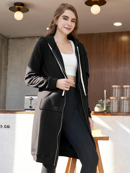 Sporty Comfortable Midi Sweat Dress with Zip Pockets for Women