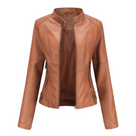 Jacke in Lederoptik mit Stehkragen und Reißverschluss für Damen