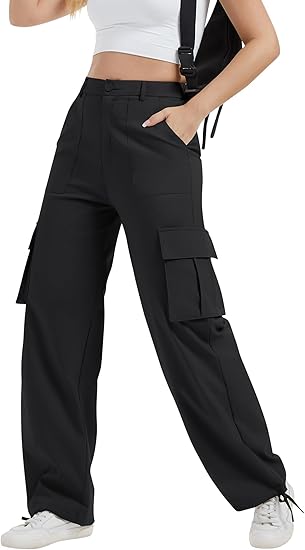 Cargobroek voor dames met hoge taille en wijde pijpen