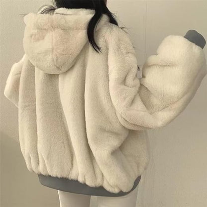 Oversized Women's Bomber Jacket with Fleece Lining