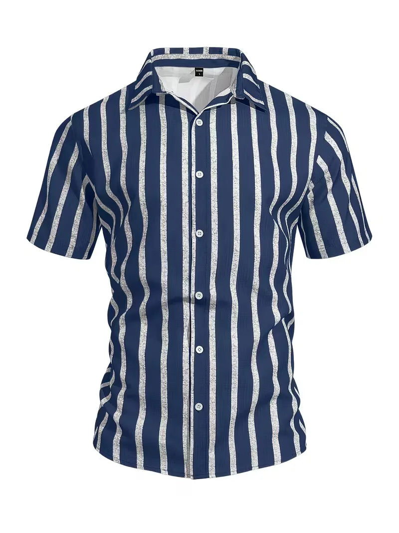 Chemise à manches courtes à rayures verticales