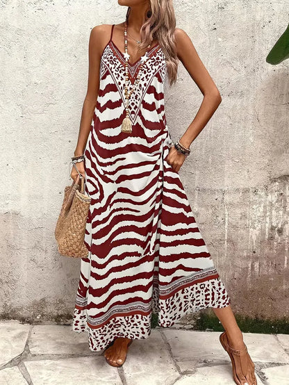 Maxi dress with leopard print