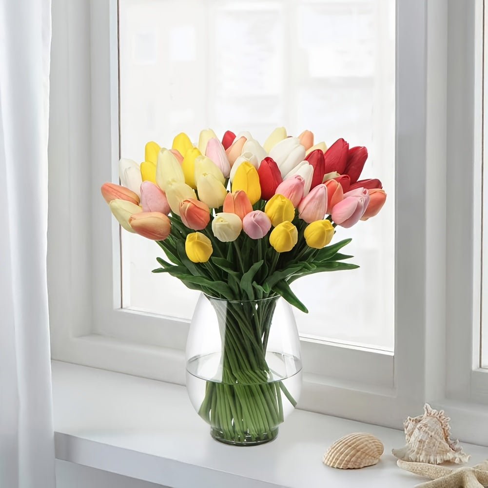 Set of 10 Artificial White Tulips – Perfect for Weddings, Photography and Interior Decoration