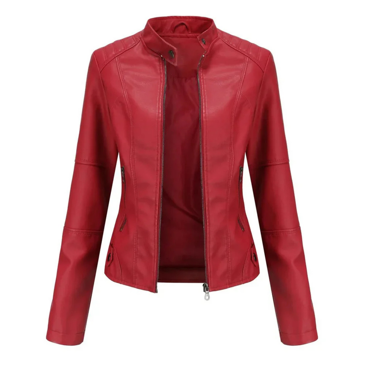 Jacke in Lederoptik mit Stehkragen und Reißverschluss für Damen
