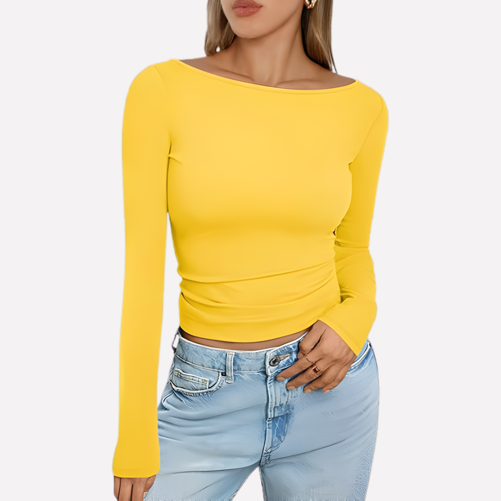 Women's Boat Neck Long Sleeve Top