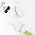 Maillot de bain bikini sexy de couleur unie avec bretelles