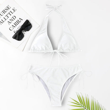 Sexy solid colour bikini swimsuit with straps